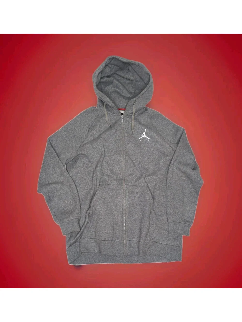 Nike Air Jordan Hoodie Mens XL Gray Jumpman Fleece Full Zip Jacket X-Large